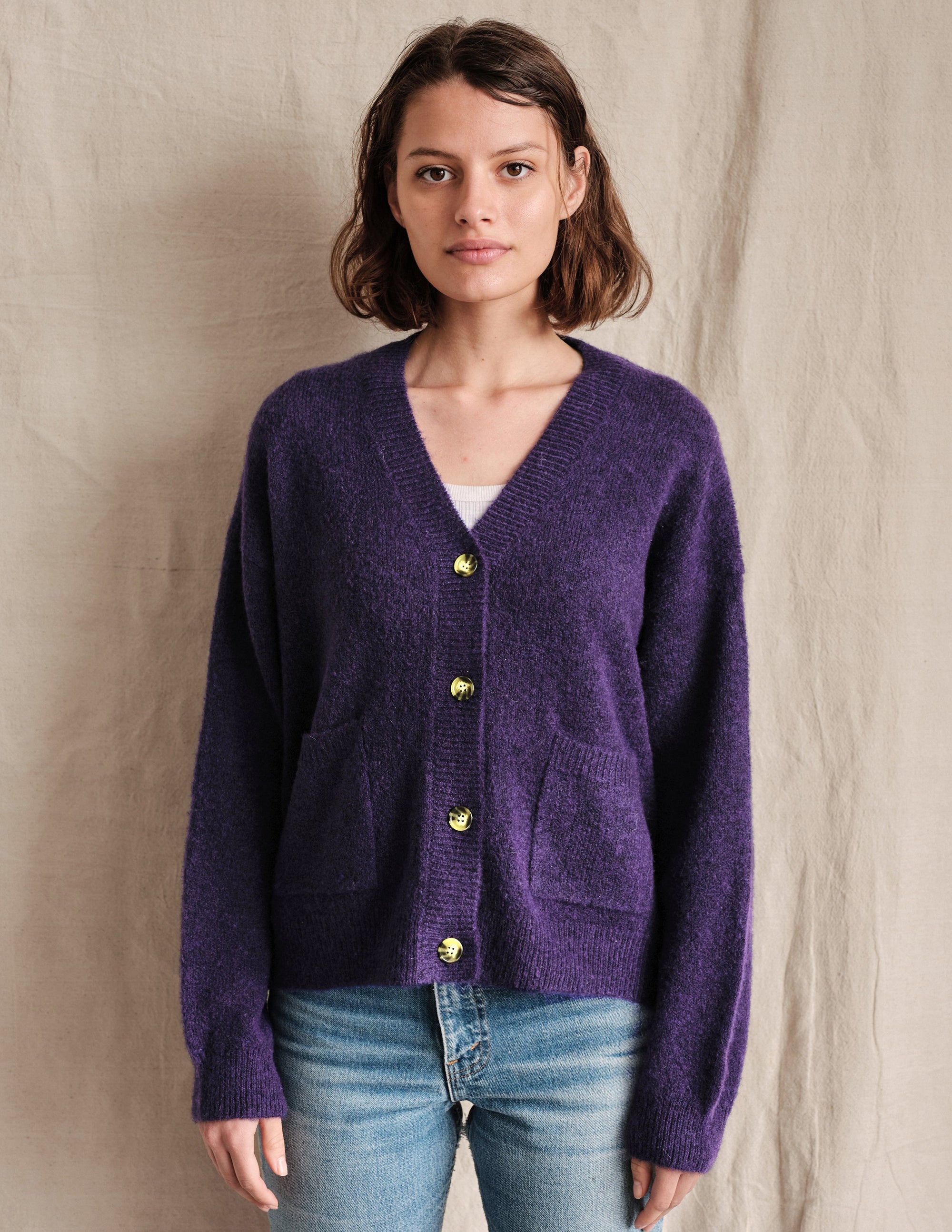 Rainbow Boxy Cardigan In Hyacinth