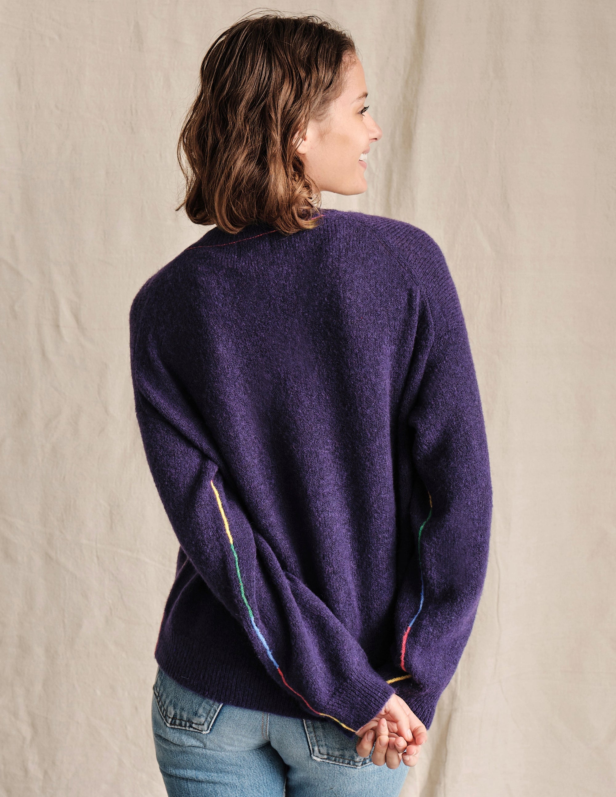 Rainbow Boxy Cardigan In Hyacinth