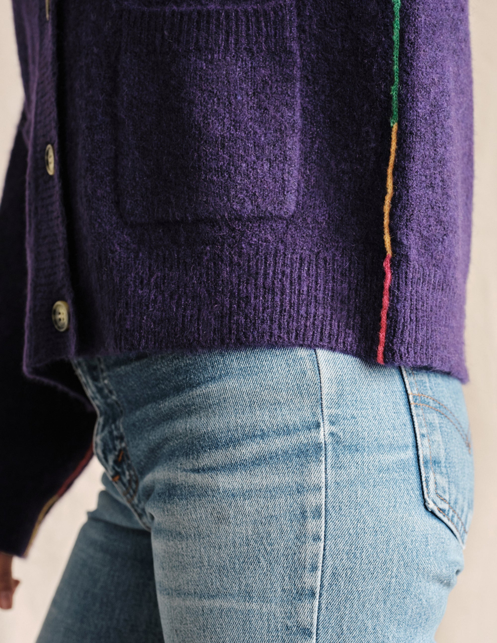 Rainbow Boxy Cardigan In Hyacinth