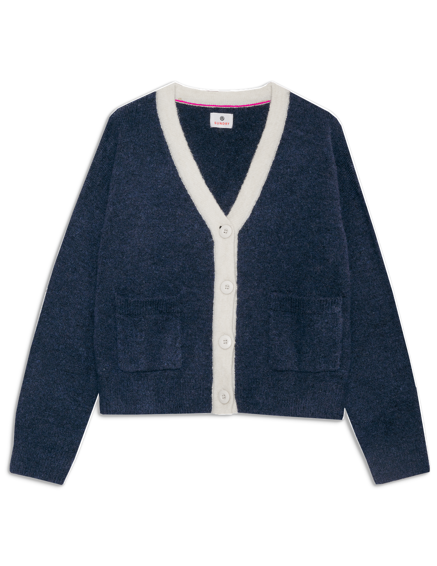 Heart Boxy Cardigan in Midnight/Cream