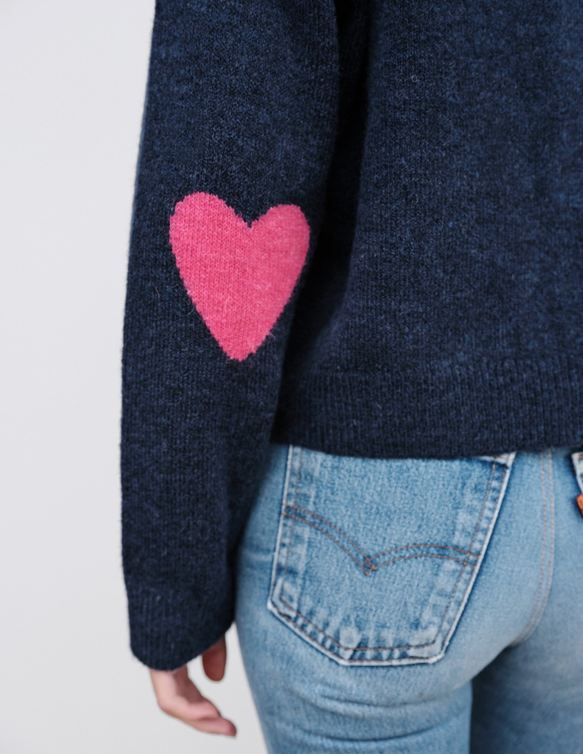 Heart Boxy Cardigan in Midnight/Cream