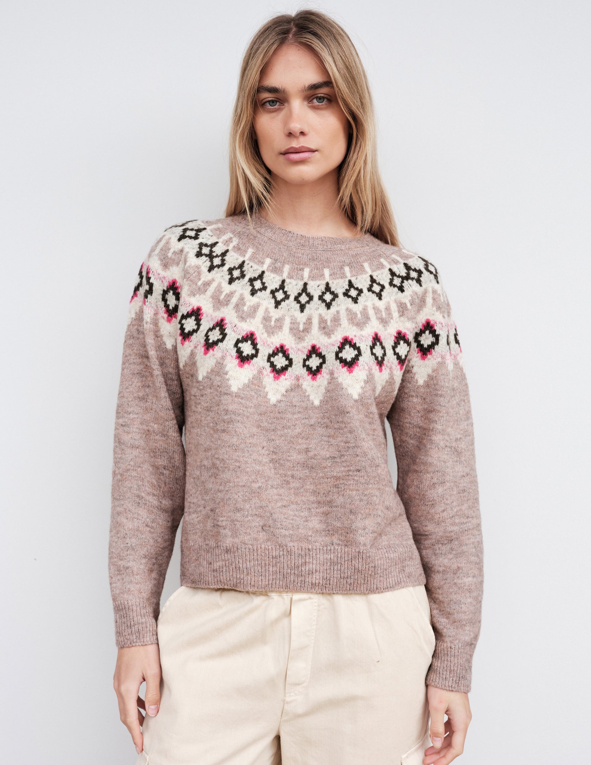 FairIsle Crew Sweater in Hazel