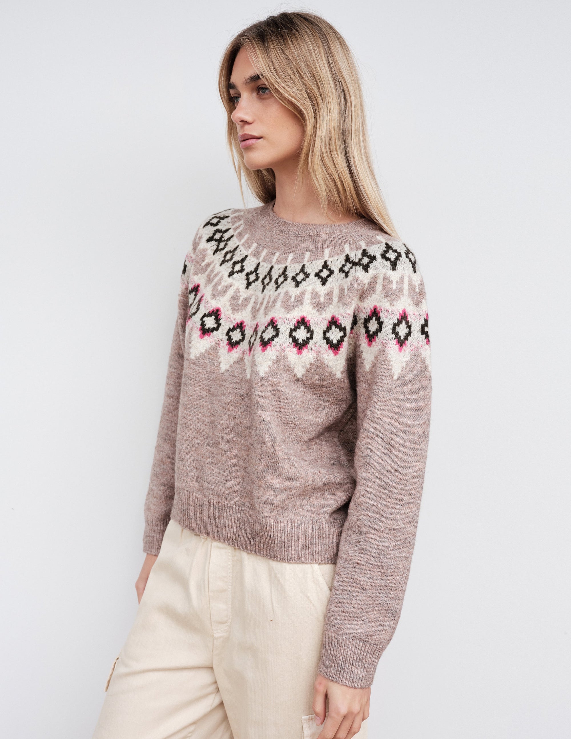 FairIsle Crew Sweater in Hazel