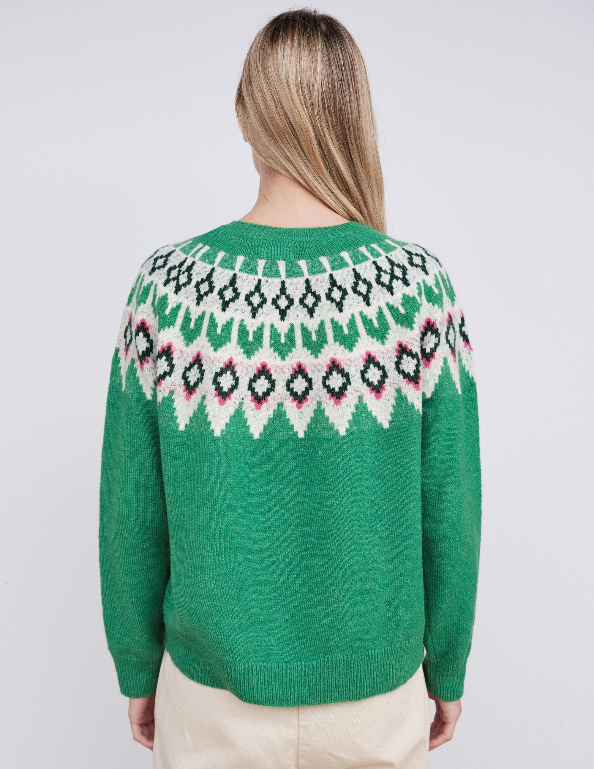 FairIsle Crew Sweater in Jade