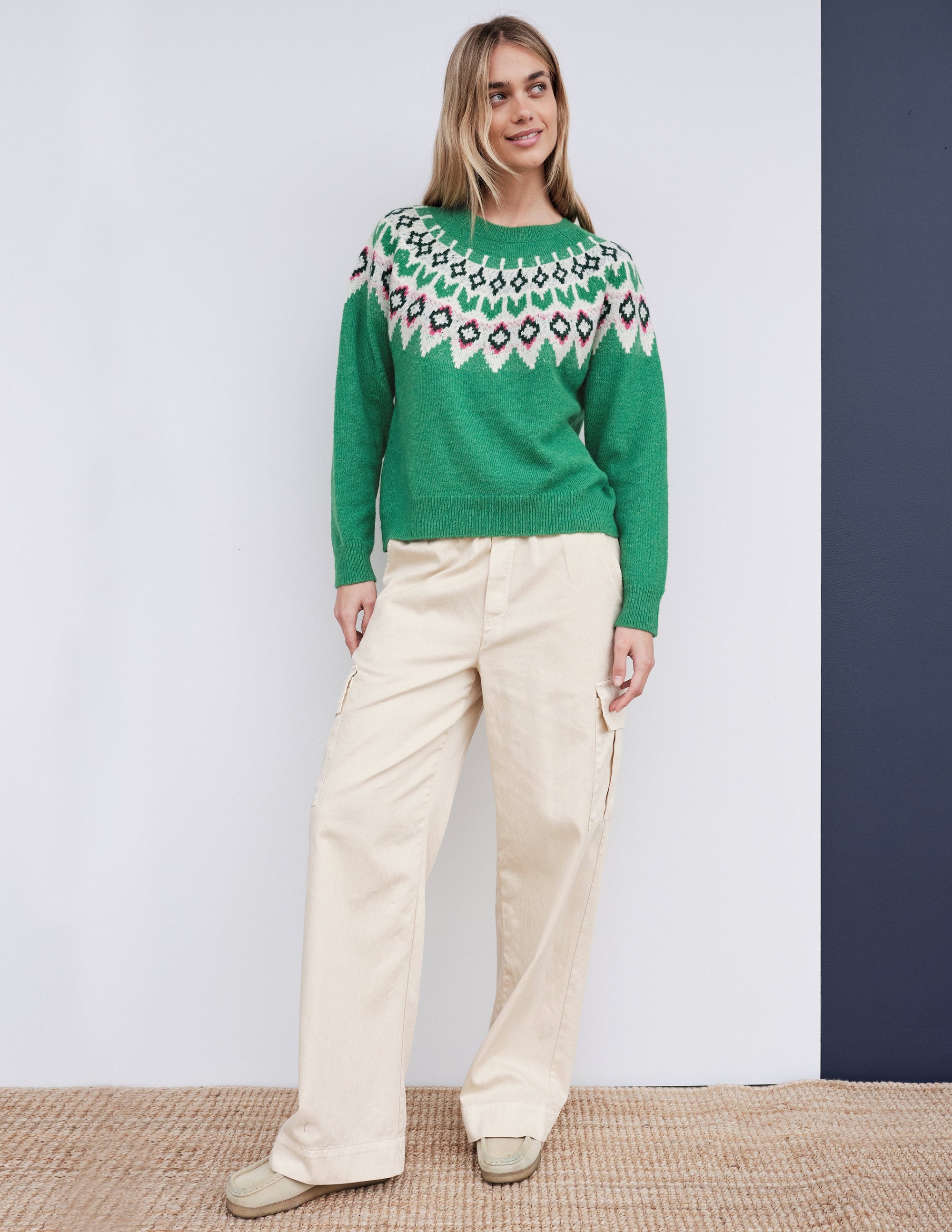 FairIsle Crew Sweater in Jade