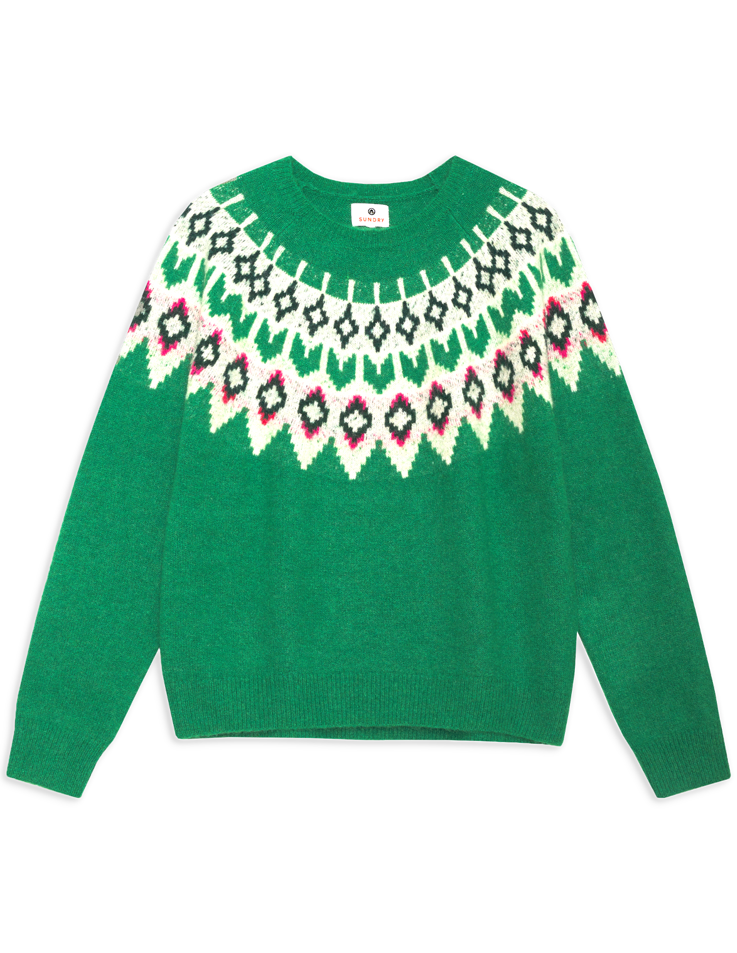 FairIsle Crew Sweater in Jade