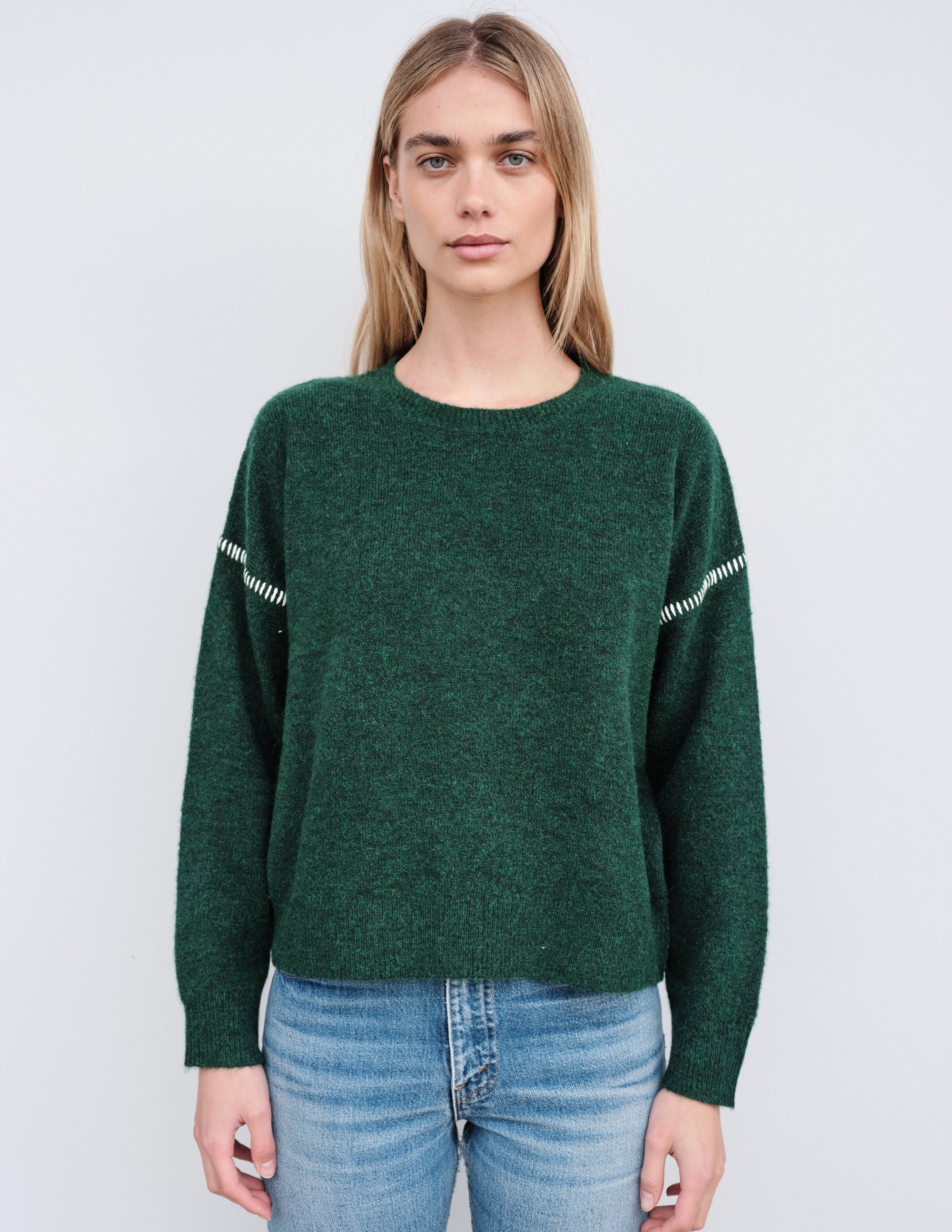 Oversized Sweater in Jade/Cream