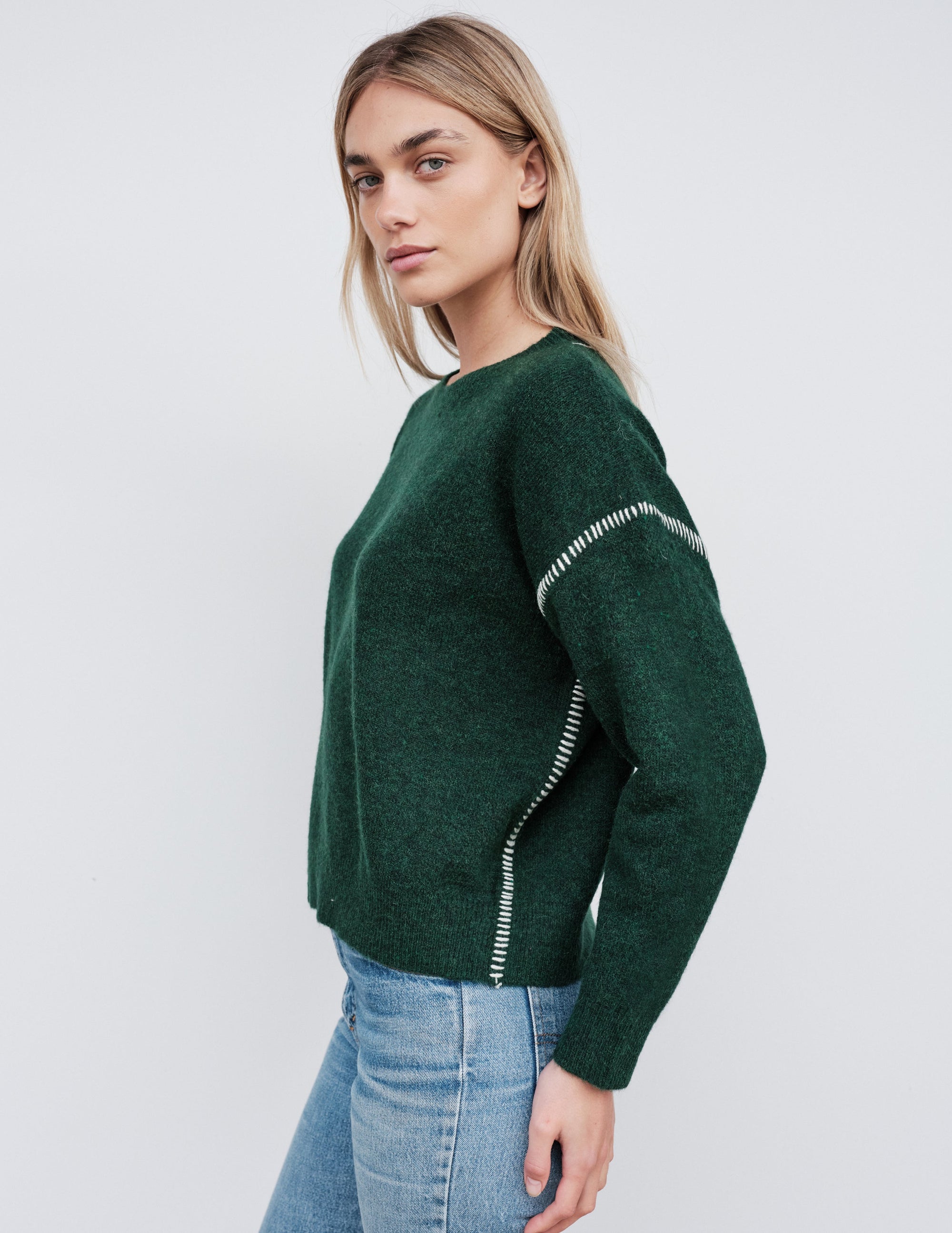 Oversized Sweater in Jade/Cream