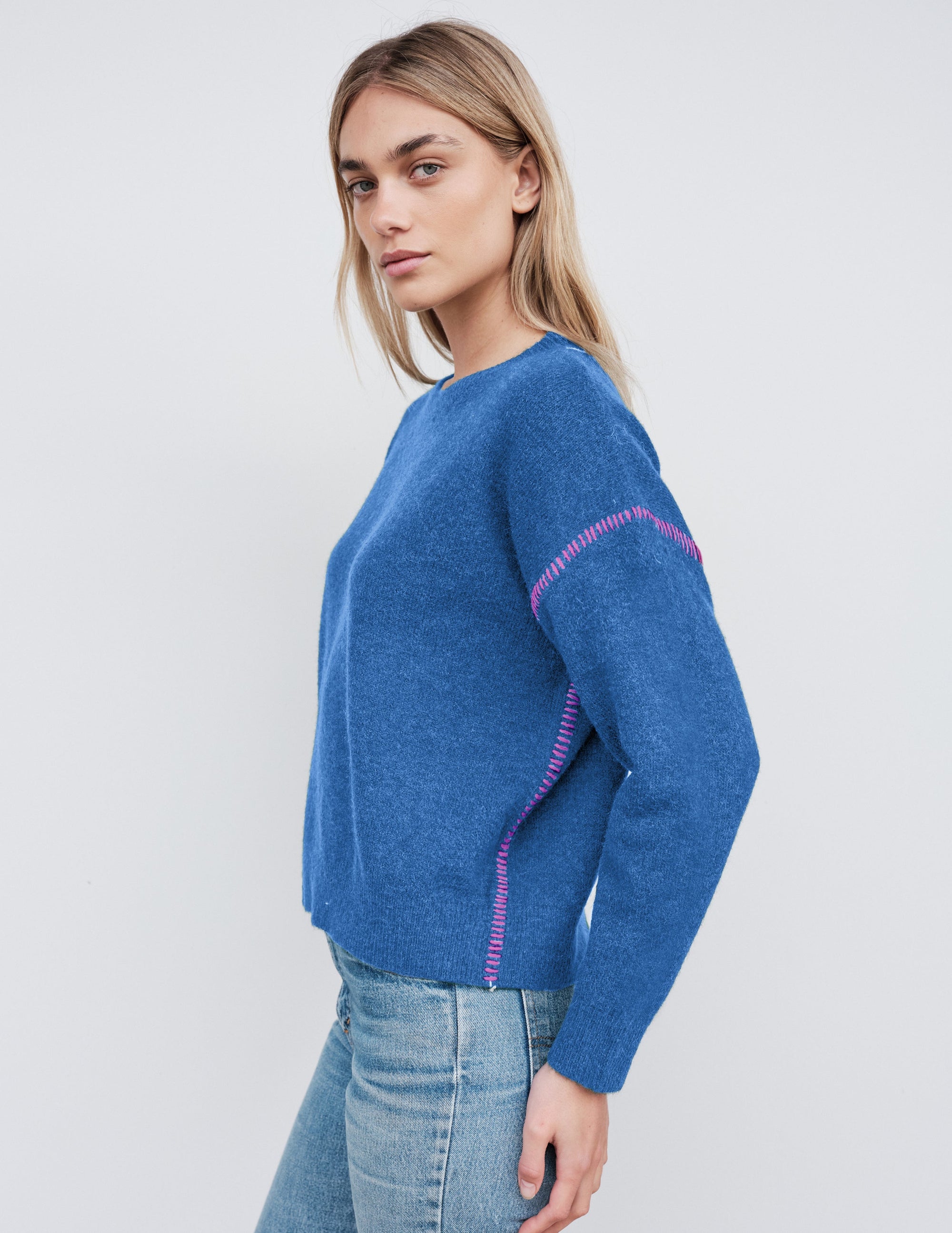 Oversized Sweater in Sapphire/Cerise