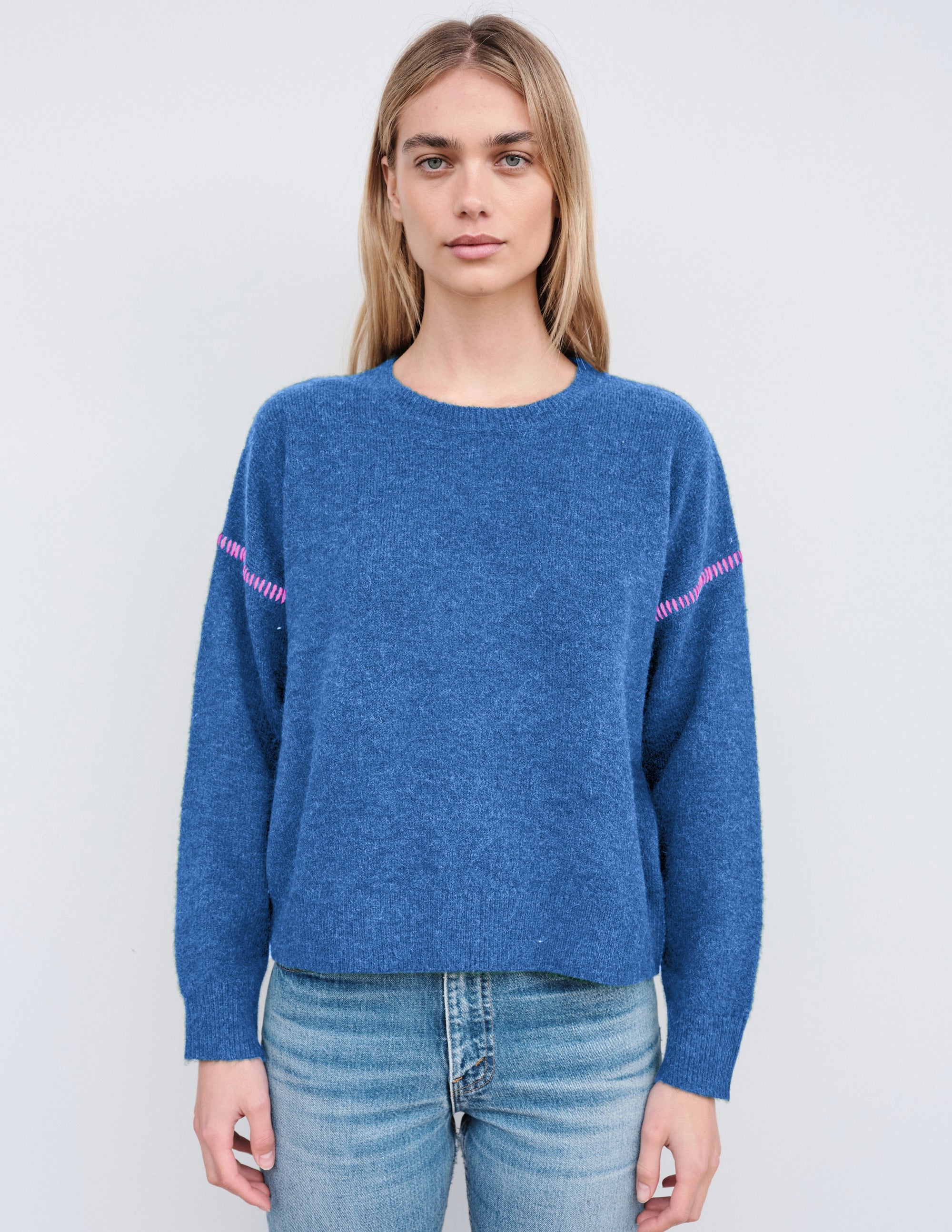 Oversized Sweater in Sapphire/Cerise