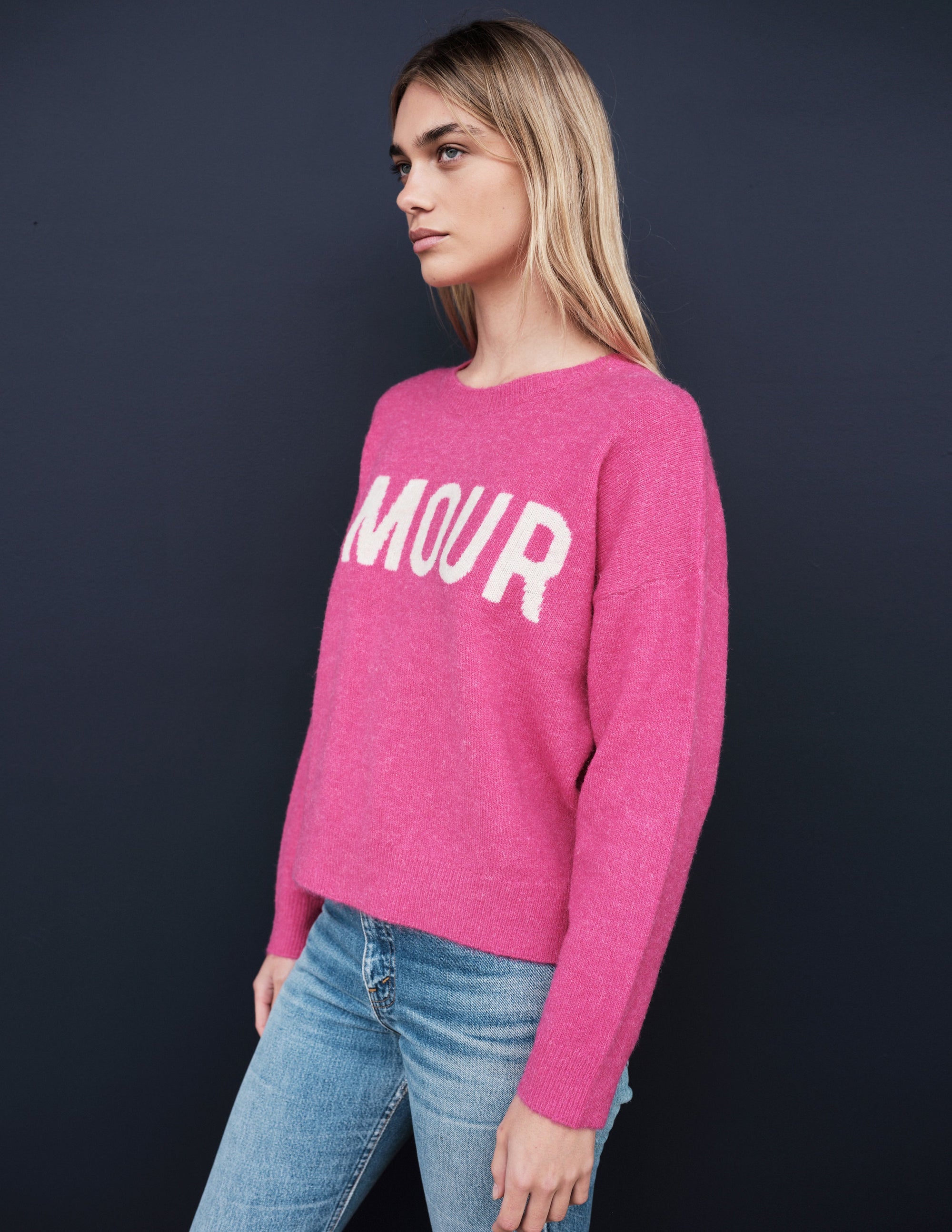 Amour Oversize Sweater in Cerise/Cream