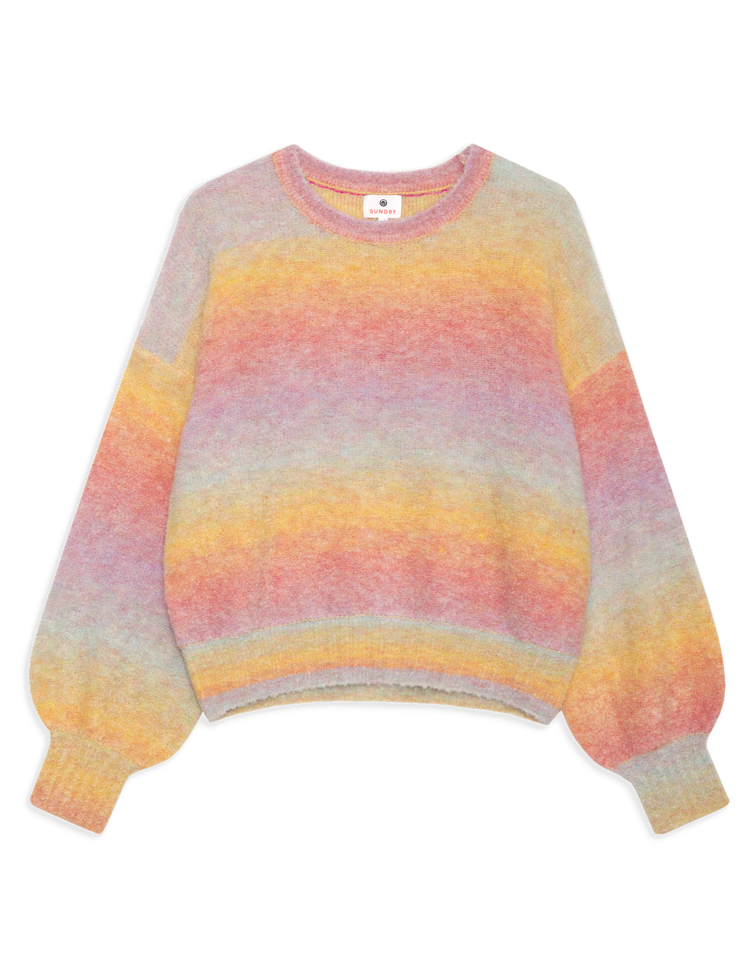 Puff Sleeve Crewneck Sweater in Sunset