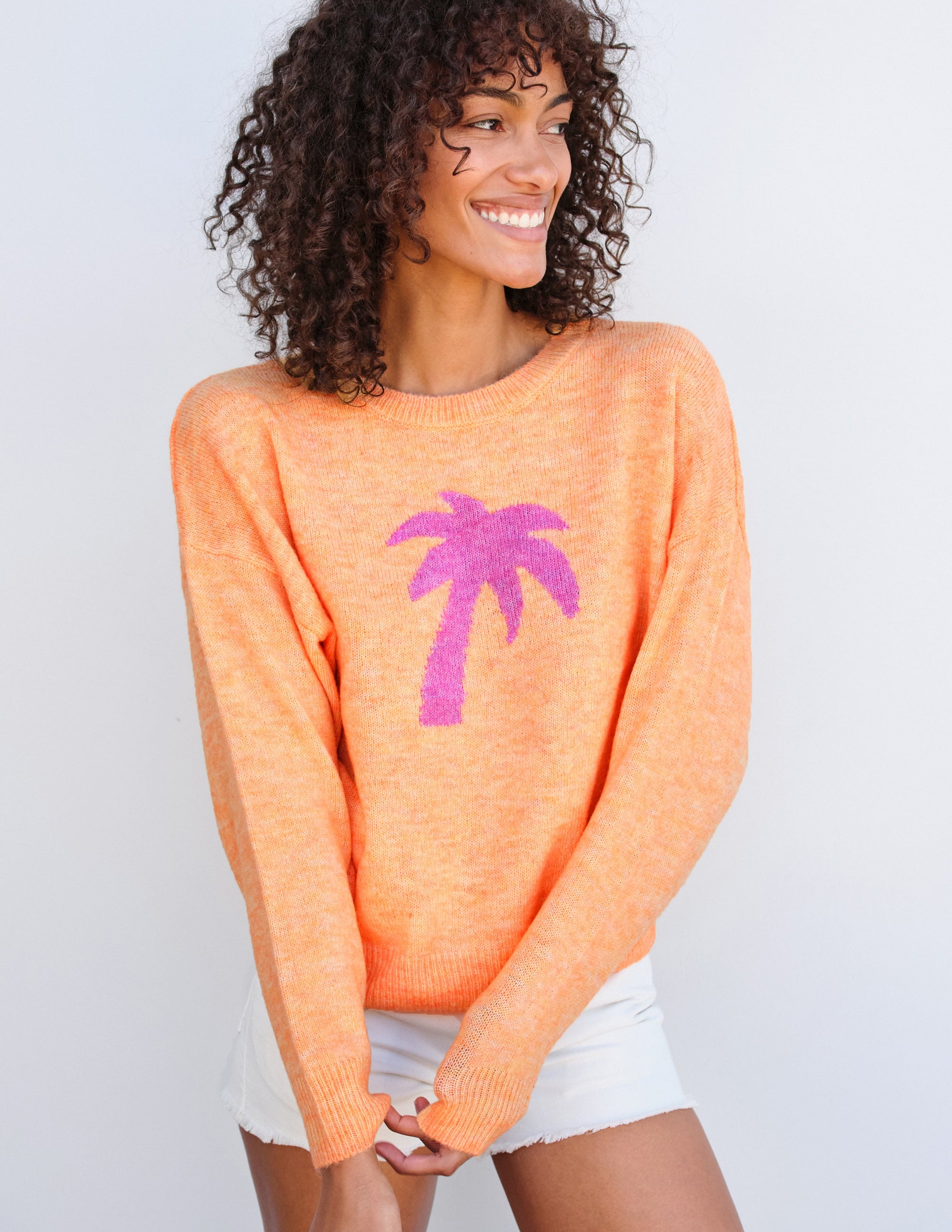 Palm Tree Oversized Sweater in Sorbet