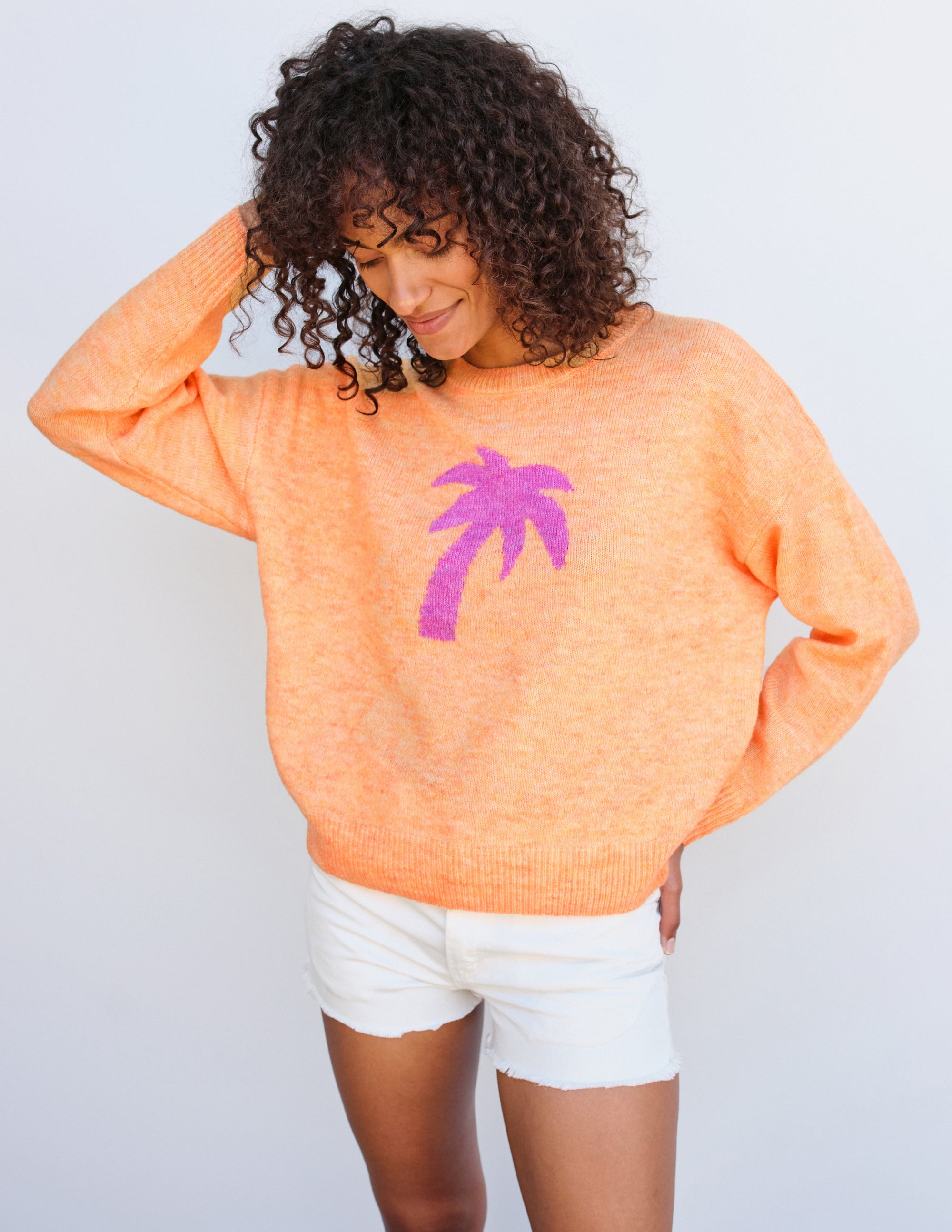 Palm Tree Oversized Sweater in Sorbet