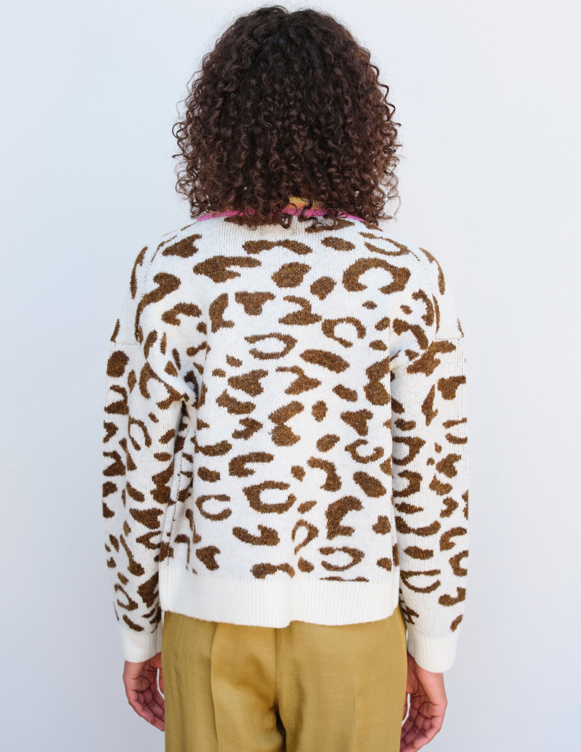 Leopard Boxy Cardigan in Cream/Sorbet