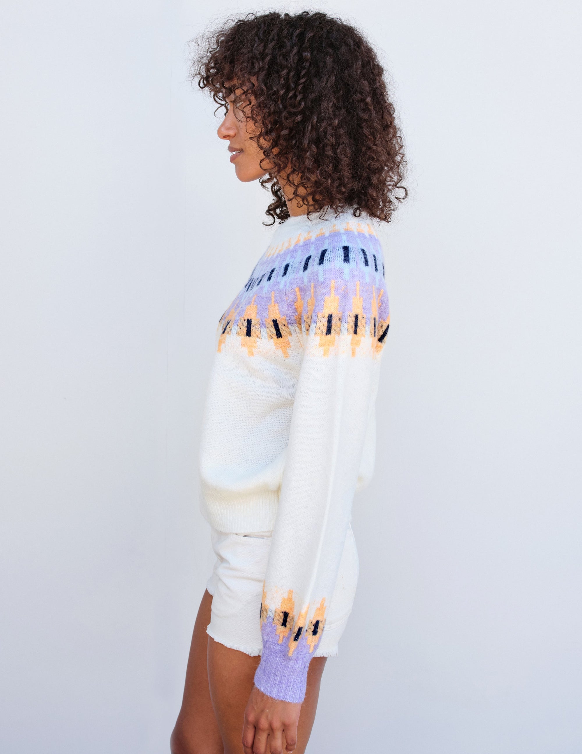 FairIsle Crew Sweater in Cream