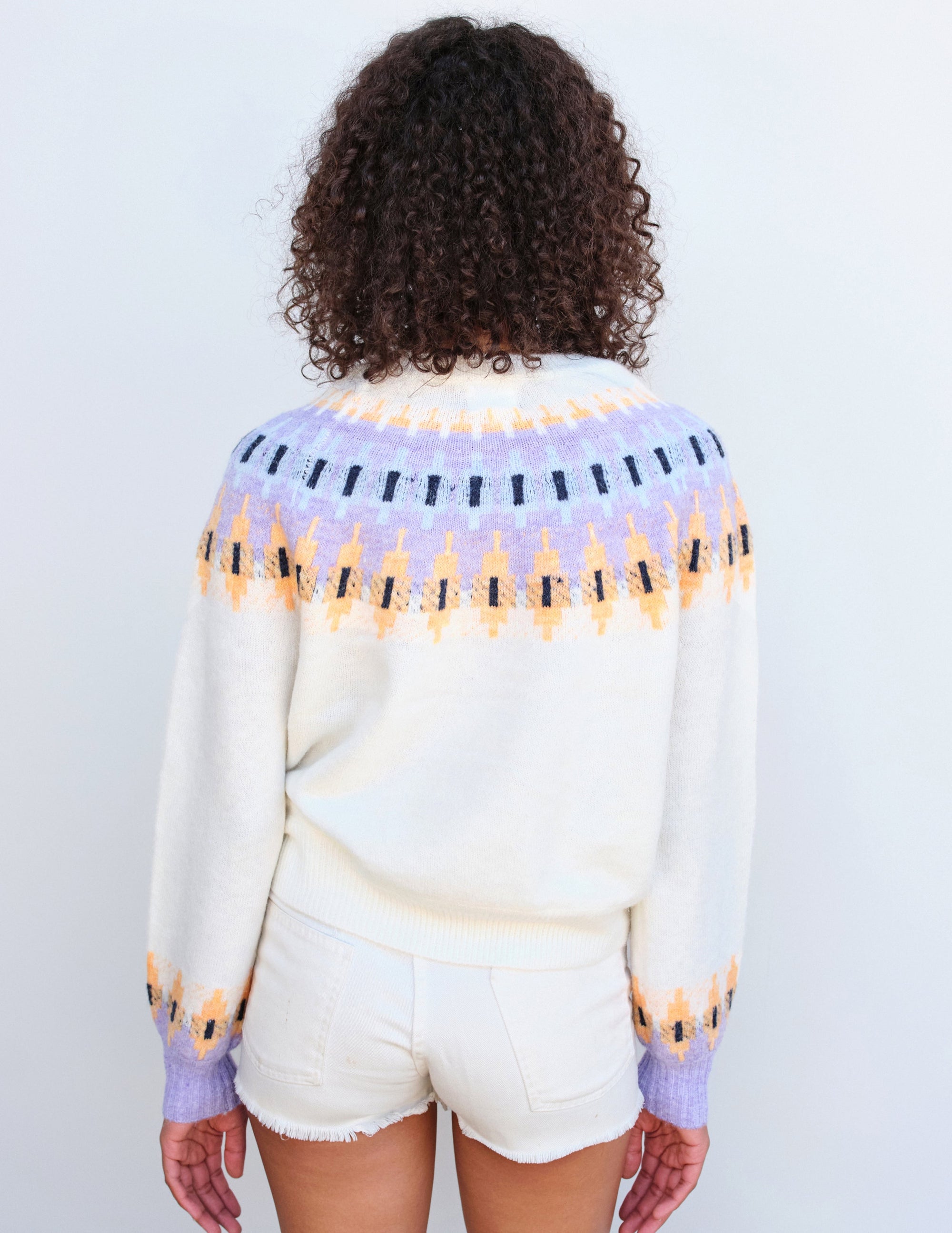 FairIsle Crew Sweater in Cream