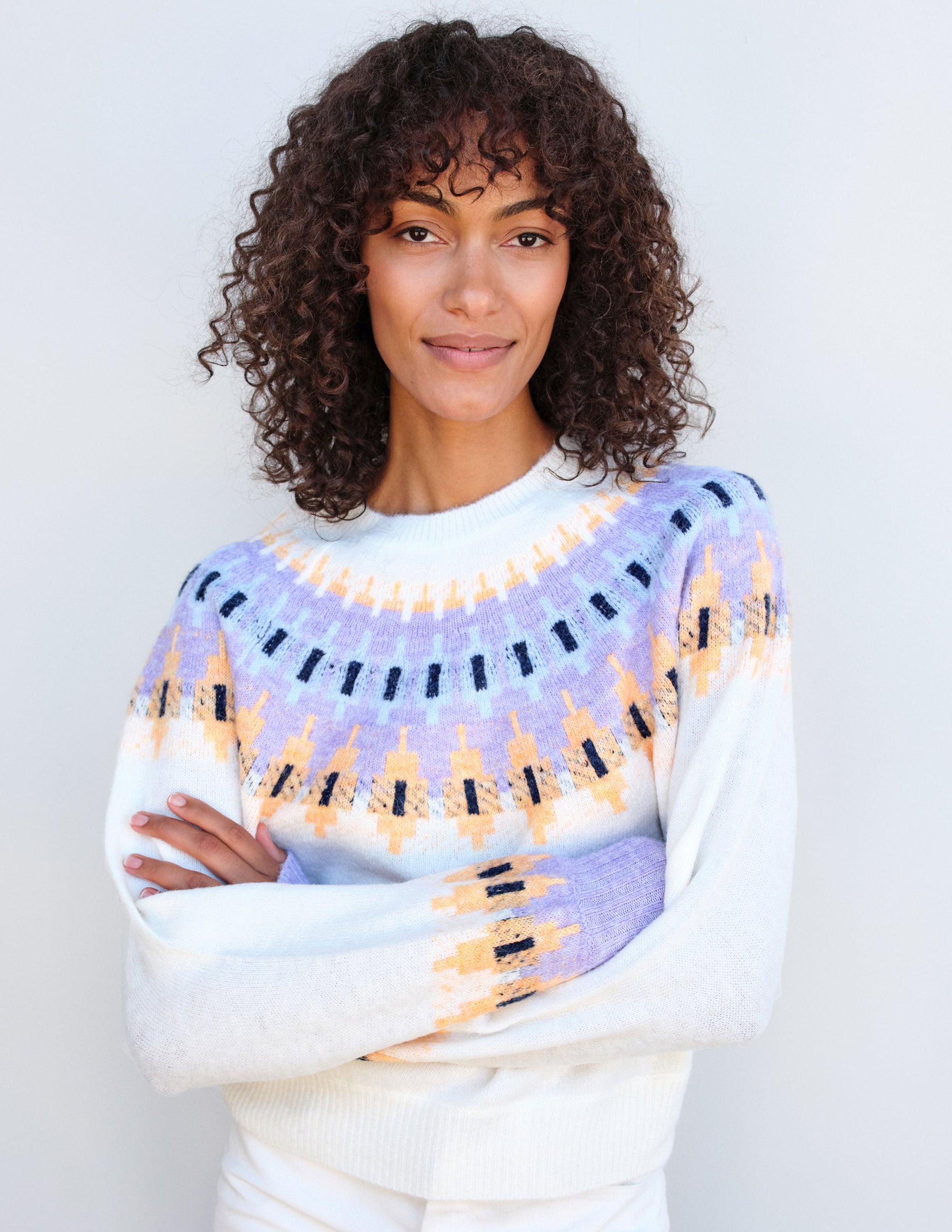 FairIsle Crew Sweater in Cream