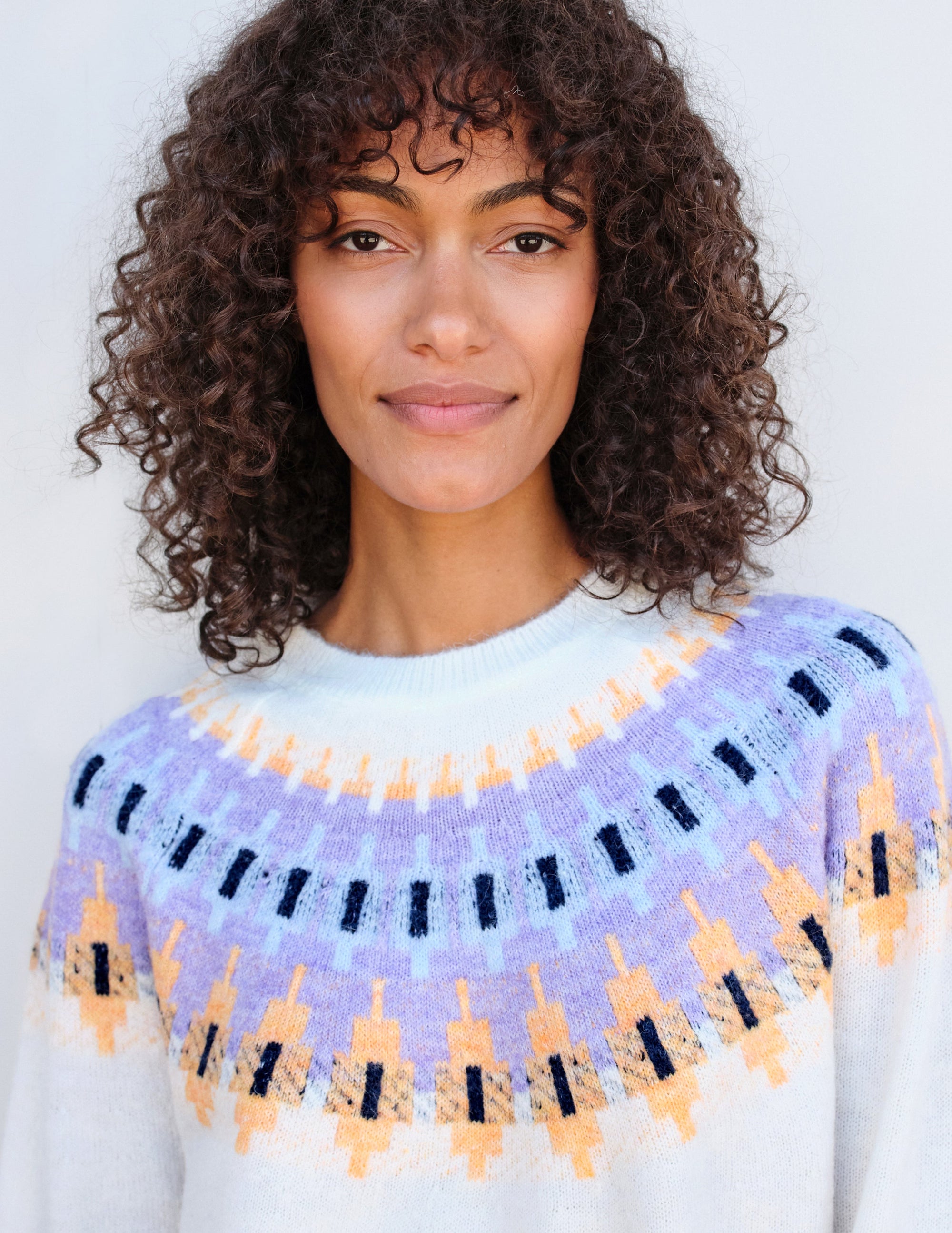 FairIsle Crew Sweater in Cream