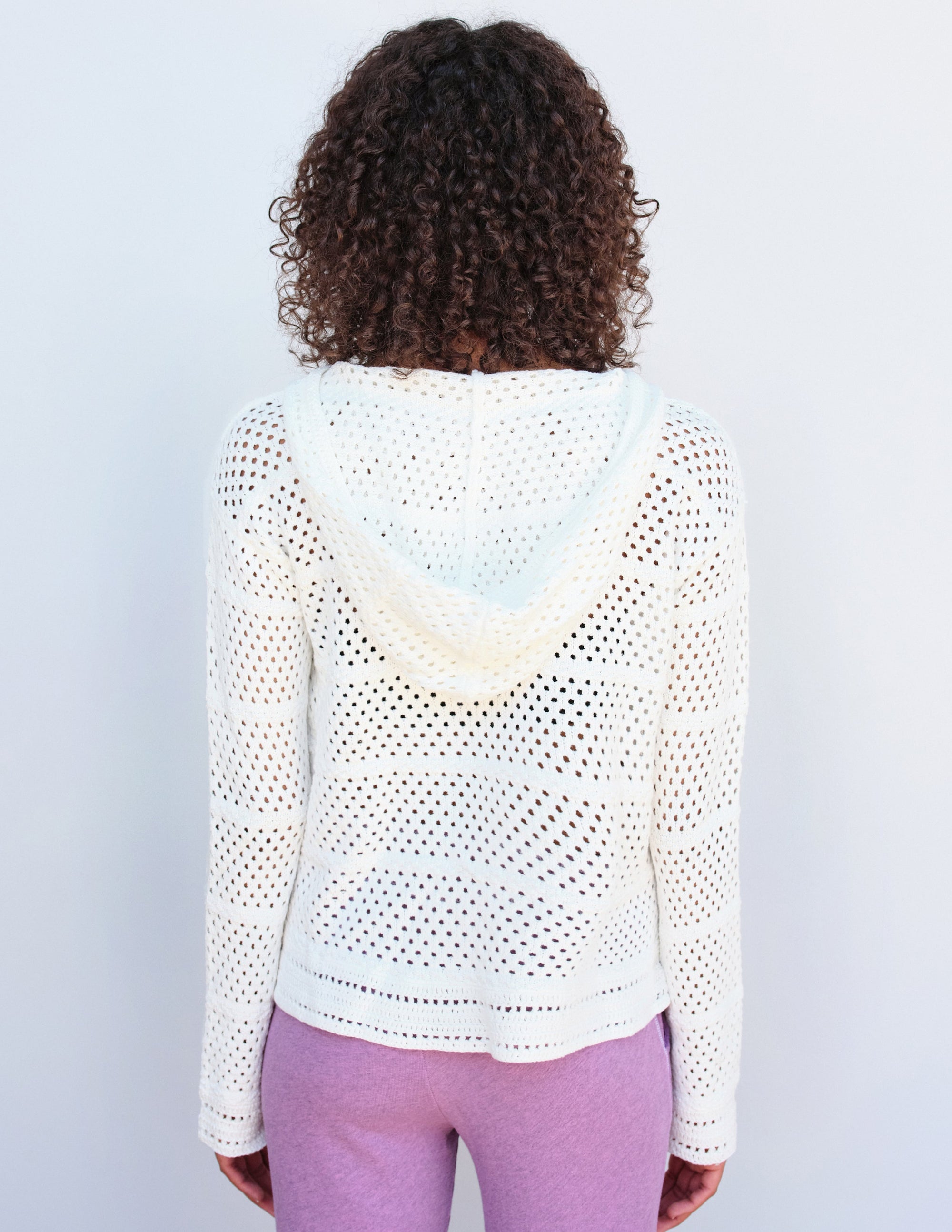 Crochet Beach Hoodie in Cream