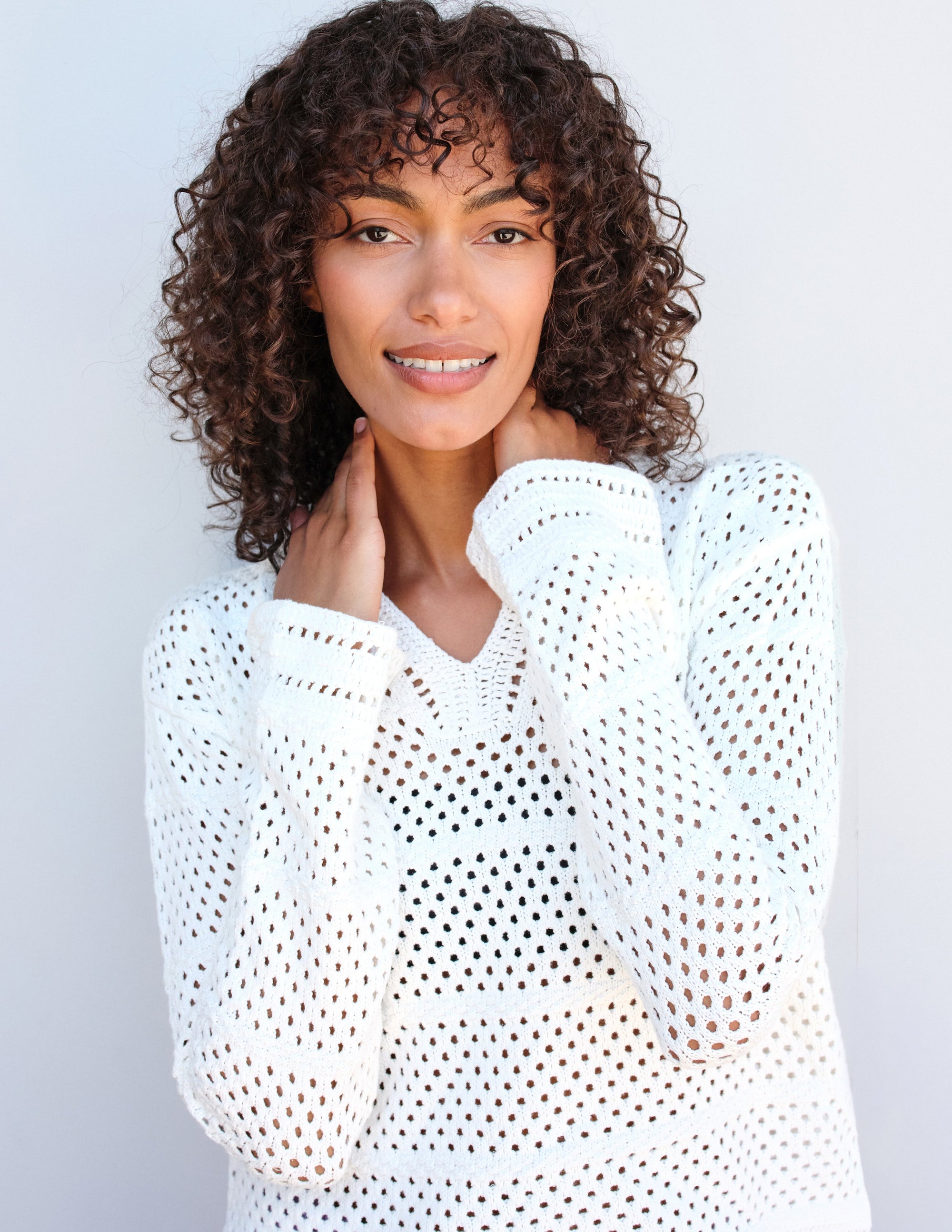 Crochet Beach Hoodie in Cream