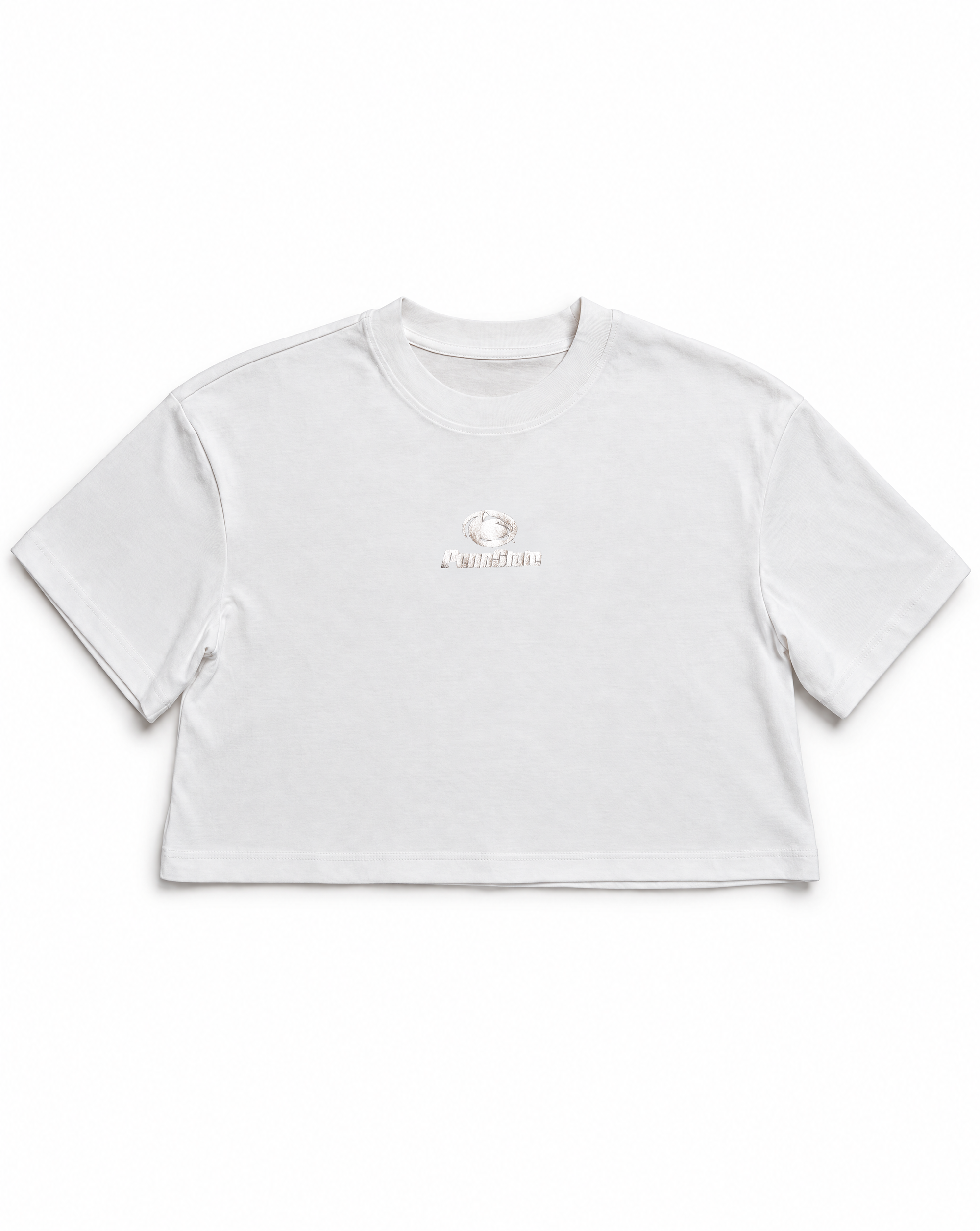 Penn State Women's Cloud Jersey Boxy Crop Tee with Silver Foil Printed Vault Logo